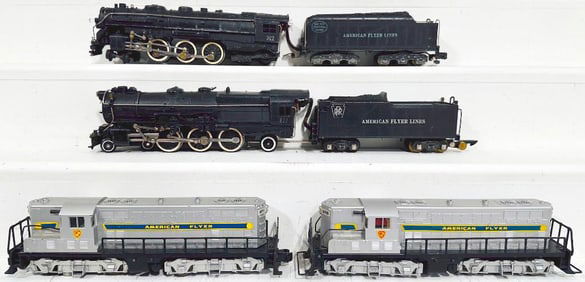 American Flyer Postwar S Gauge 312 Pennsylvania Railroad Locomotive & Tender-322 NYC Loco & Tender