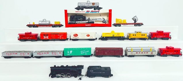 American Flyer Postwar S Gauge 21105 Locomotive and Tender and Sixteen (16) Assorted Freight Cars