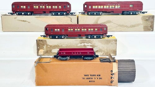 American Flyer Postwar S Gauge 919 Operating Dump Car/Unknown Manufacturer S Gauge three metal Cars