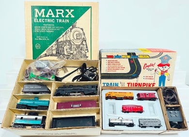 Marx Postwar HO Scale Train’N Turnpike/32355 New York Central Locomotive & Tender 4 Car Freight