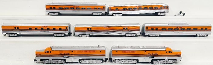 American Flyer Lionel Modern S Gauge Rio Grande 6001 and 6002 A - A Alco Diesel Units and Five Cars