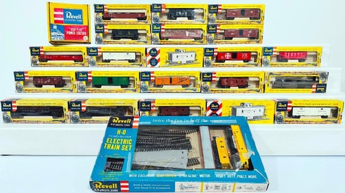 Revell Postwar HO Scale Twenty-One (21) Assorted Freight Cars and UP F7 Road Diesel and Three Cars