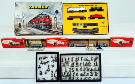 Varney 2550 Diesel Freight Set and small Military Men and Ulrich Tractor and Trailer X3