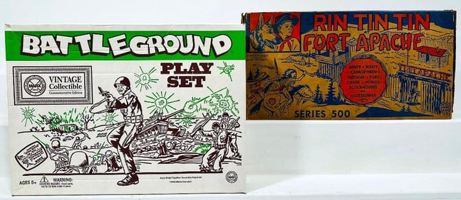Marx Postwar Battleground Play Set and Marx Fort Apache Rin Tin Tin