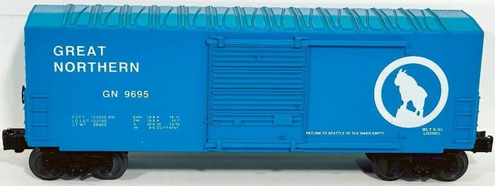 Lionel Modern O Gauge 9695 Great Northern light blue Box Car