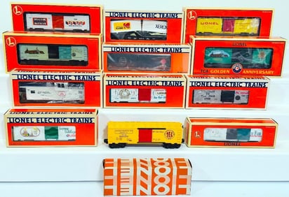 Lionel Modern O Gauge Twelve (12) Assorted Freight Cars Boxed