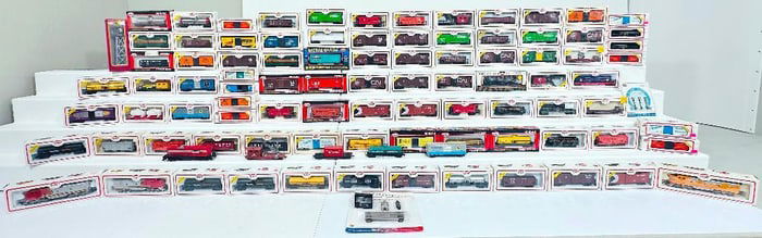 Model Power Postwar HO Scale Over Fifty (5) Assorted Engines and Freight Cars Boxed