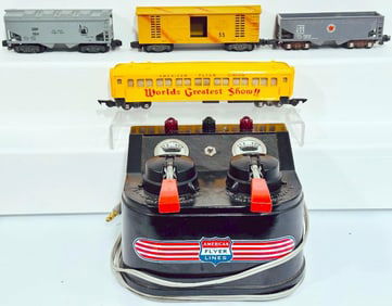 American Flyer Postwar S Gauge Dual Transformer 30B and Circus Car