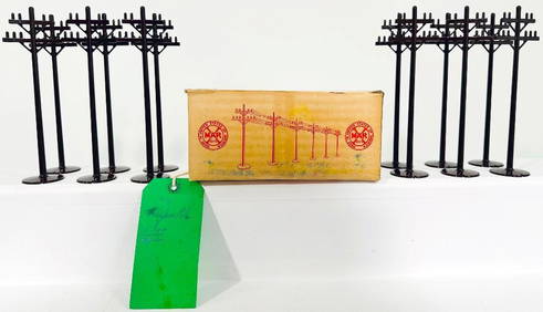 Marx Postwar O Gauge Twelve (12) Assorted Telephone Poles Factory Archives Boxed (1 of 6)