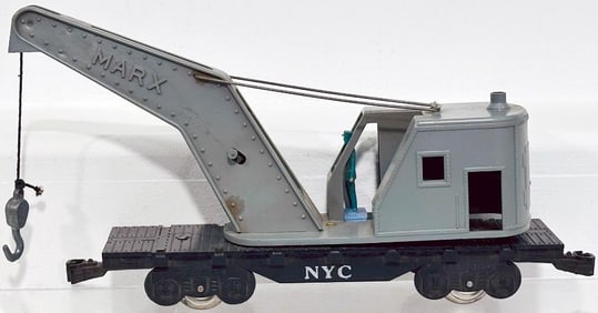 Marx Postwar O Gauge NYC Black and Gray Plastic 4 Wheel Crane Factory Prototype