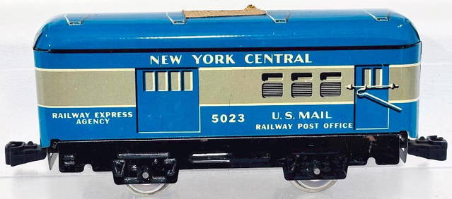 Marx Postwar O Gauge New York Central blue metal Litho Mail Car Factory Archives (1 of 6)