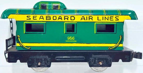 Marx Postwar O Gauge Seaboard Airlines 4 Wheel green and yellow Caboose Factory Prototype