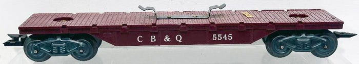 Marx Postwar O Gauge CB&Q maroon Flat Car Factory Archives
