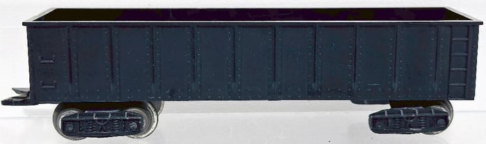 Marx Postwar O Gauge Black Unmarked Gondola 8 wheel Factory Prototype