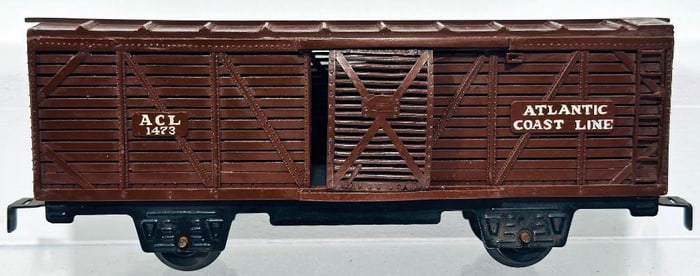 Marx Postwar O Gauge Atlantic Coastline Brown 4 wheel Livestock Car Factory Prototype