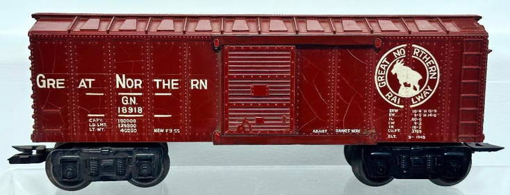 Marx Postwar O Gauge Great Northern Brown 8 wheel box Car Factory Prototype (1 of 6)