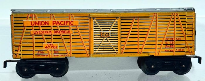 Marx Postwar O Gauge Union Pacific Livestock Car Hand Painted Factory Prototype