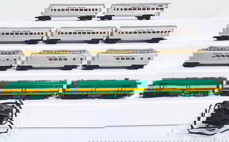 Marx Postwar O Gauge Western Pacific A-B-A Diesel Units and Eight (8) Assorted WP Passenger Cars (1 of 13)