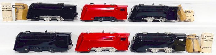 Marx Postwar O Gauge Six (6) Assorted 0? 4-0 Clockwork Locomotives