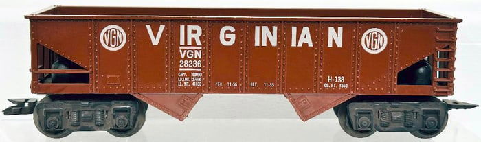Marx Postwar O Gauge Virginian Brown 8 Wheel Hopper Factory Prototype