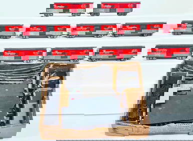 Marx Postwar O Gauge Ten (10) Assorted New York Central 8 Wheel Box Cars/400 Black Loco Freight Set (1 of 16)