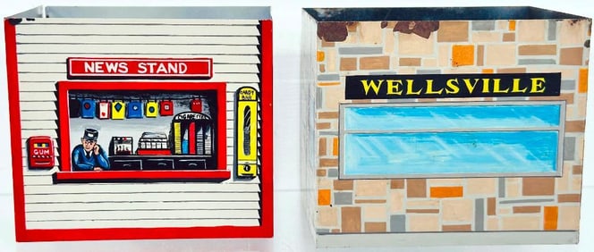 Marx Postwar O Gauge hand painted Wellsville and Girard partial Buildings Factory Prototypes