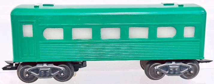Marx Postwar O Gauge green plastic 8 wheel Pullman Passenger Car Factory Prototype (1 of 6)