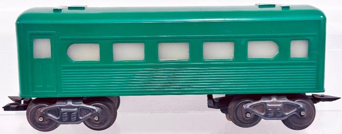 Marx Postwar O Gauge 8 wheel green plastic Pullman Car Factory Prototype