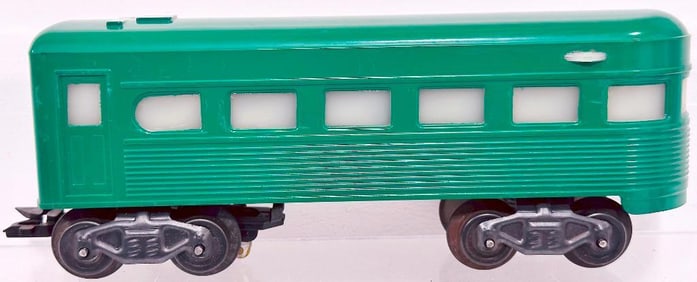 Marx Postwar O Gauge 8 wheel green plastic Observation Car Factory Prototype