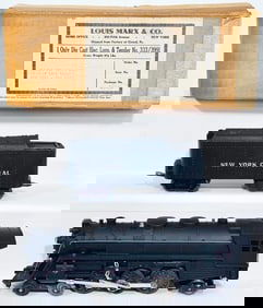 Marx Postwar O Gauge 333 Black Locomotive and 3991 black Tender