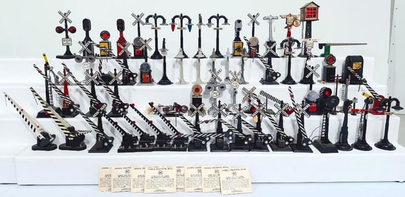 Marx Prewar & Postwar O Gauge Fifty-Seven (57) Assorted Trackside Signals and Accessories and Lights
