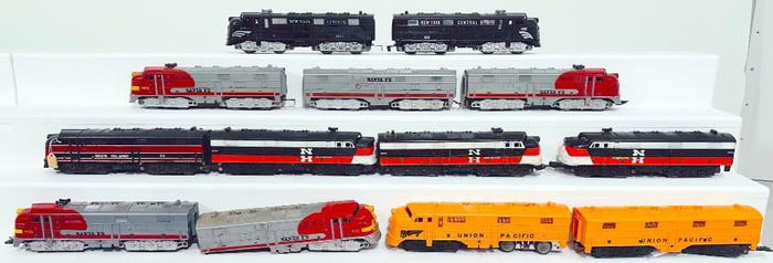 Marx Postwar O Gauge Santa Fe A-A and B Units/NYC A-A Units/New Haven A-A-A Units/UP A-B Unit