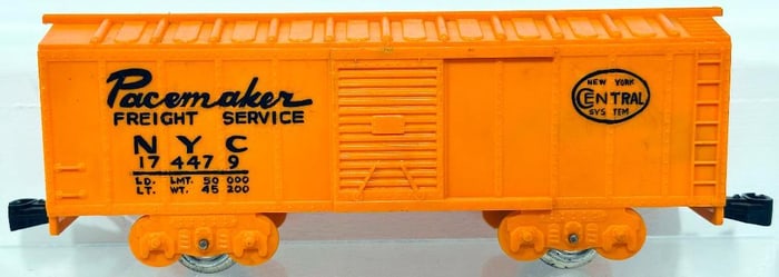 Marx Postwar O Gauge New York Central orange 4 wheel plastic box Car Factory Prototype