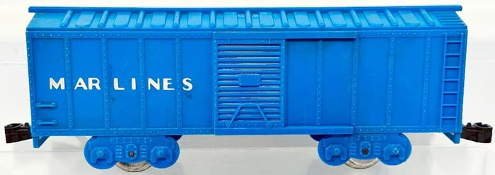 Marx Postwar O Gauge Marlines blue four-wheel Plastic Box Car Factory Prototype