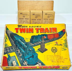 Marx Postwar O Gauge #3936 Twin Train New York Central Diesel and Black Locomotive Freight Set (1 of 20)