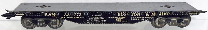 Marx Prewar O Gauge Boston and Maine Flat Car Factory Prototype