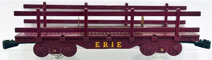 Marx Postwar O Gauge 4 wheel plastic Erie Flat Car with stakes Factory Prototype