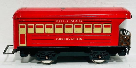 Marx Postwar O Gauge red Pullman 4 Wheel Observation Car Factory Prototype