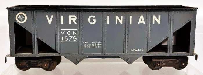 Marx Postwar O Gauge Virginian gray High Side Hopper Car Factory Prototype