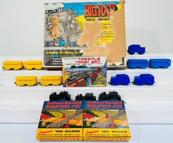 Marx Postwar O Gauge Assorted Plastic 4 wheel Passenger Cars/Tenders/Marx-Tronic Switcher