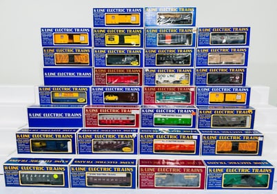 K-Line Modern O Gauge Thirty (30) Assorted Freight Cars Boxed