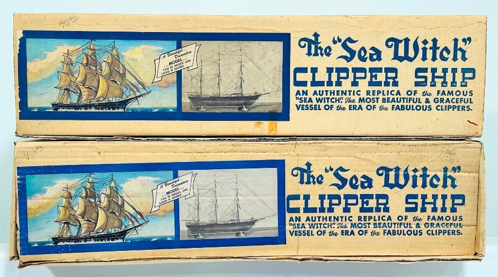 Marx Postwar Sea Witch Scale Model Clipper Ship Toy Boxed X2: Marx Postwar Sea Witch Scale Model Clipper Ship Toy Boxed X2, each in C7 plus and each with its original box.