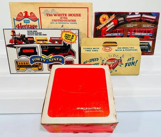 Marx Postwar Marxwriter TypeWriter/49?er Train Set/Sears Heritage Place Set/Ideal?s Car Wash