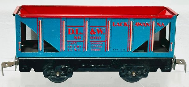 Marx Postwar O Gauge Lackawanna blue and red Hopper Factory Archives