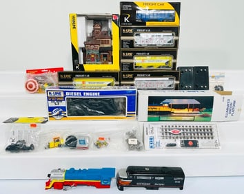 K-Line Modern O Gauge Santa Fe S-2 Switcher/Union Pacific Ribbed Hopper Boxed X2/Timkin Hopper Box