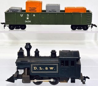 Marx Postwar HO Scale 0-4-0 Switcher and U.S. Army Gondola