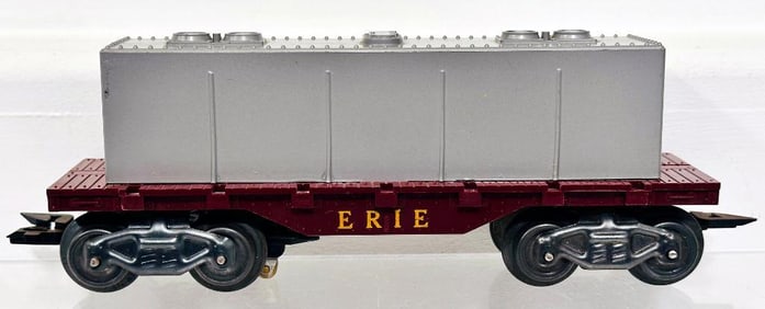 Marx Postwar O Gauge Maroon Flat Car with silver box on top Factory Prototype