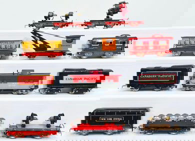 Marx Prewar and Postwar O Gauge Eight (8) Assorted Freight Cars and Three (3) Assorted Tenders