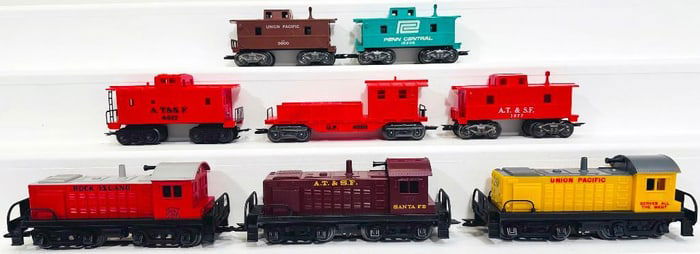 Marx Postwar O Gauge Three (3) Assorted Switchers and Five (5) Freight Cars