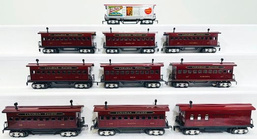 New Marx Modern O Gauge Nine (9) Assorted Old-Time Canadian Pacific Passenger Cars/ PPG Old-Time Car